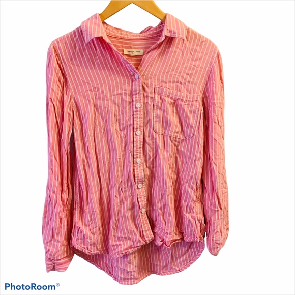 beachlunchlounge Tops - BEACHLUNCHLOUNGE Pink Stripe Button Down